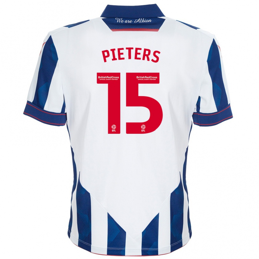 Kandiny Gyermek Erik Pieters #15 Fehér Sötétkék Hazai Jersey 2024/25 Mez Póló Ing