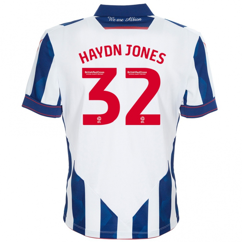 Kandiny Gyermek Mackenzie Haydn-Jones #32 Fehér Sötétkék Hazai Jersey 2024/25 Mez Póló Ing