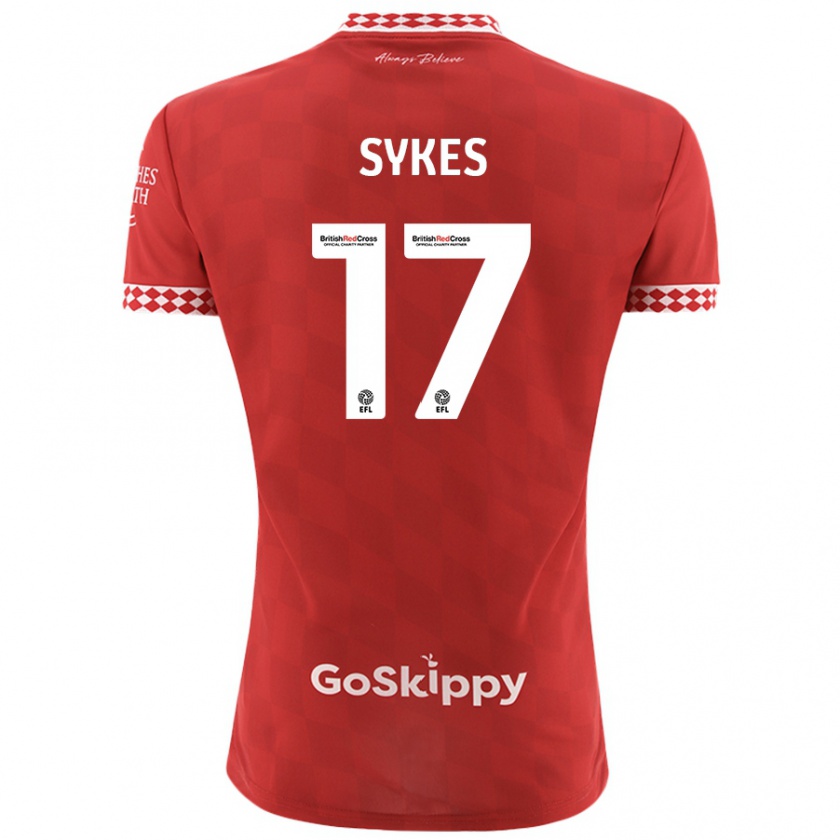 Kandiny Gyermek Mark Sykes #17 Piros Hazai Jersey 2024/25 Mez Póló Ing