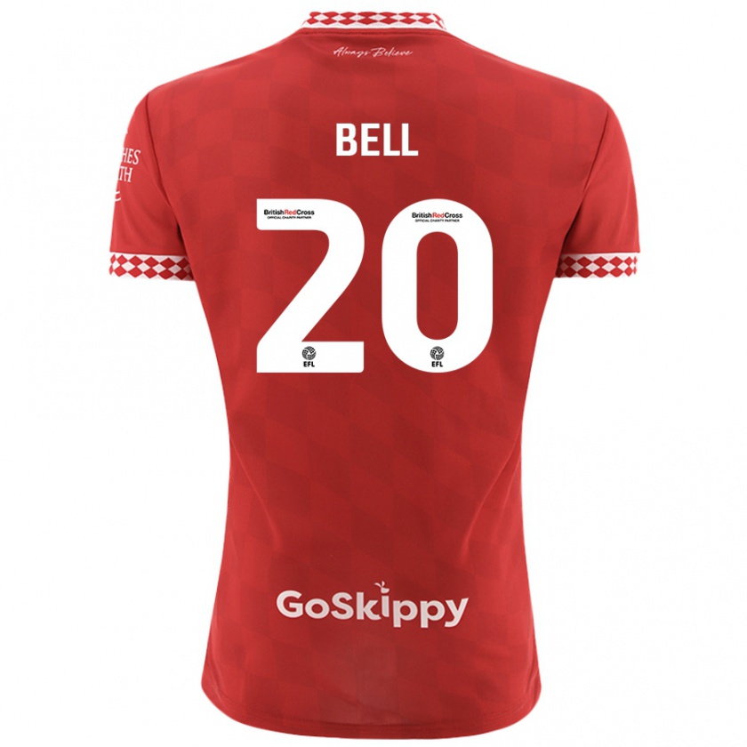 Kandiny Gyermek Sam Bell #20 Piros Hazai Jersey 2024/25 Mez Póló Ing