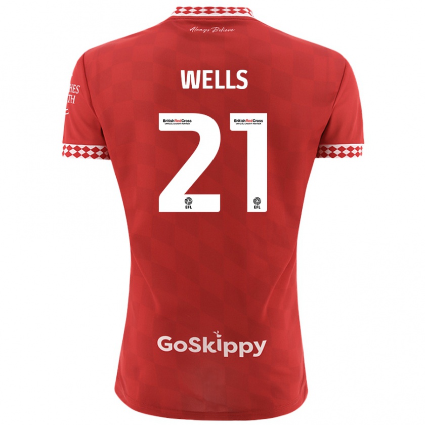 Kandiny Gyermek Nahki Wells #21 Piros Hazai Jersey 2024/25 Mez Póló Ing