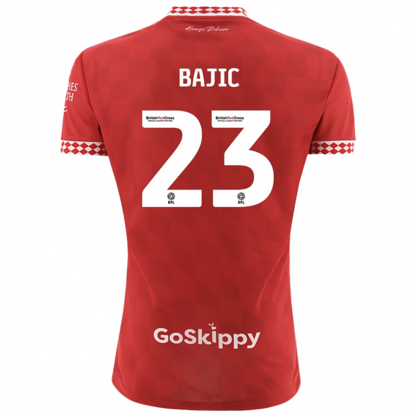 Kandiny Gyermek Stefan Bajic #23 Piros Hazai Jersey 2024/25 Mez Póló Ing