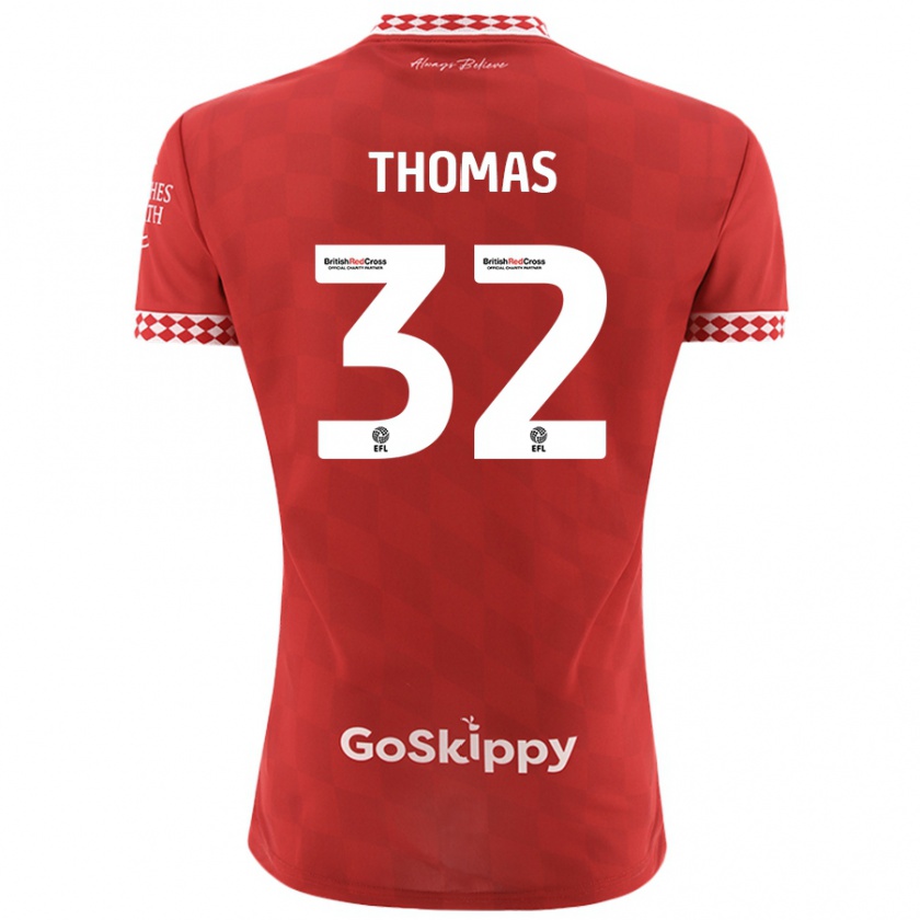 Kandiny Gyermek Lewis Thomas #32 Piros Hazai Jersey 2024/25 Mez Póló Ing