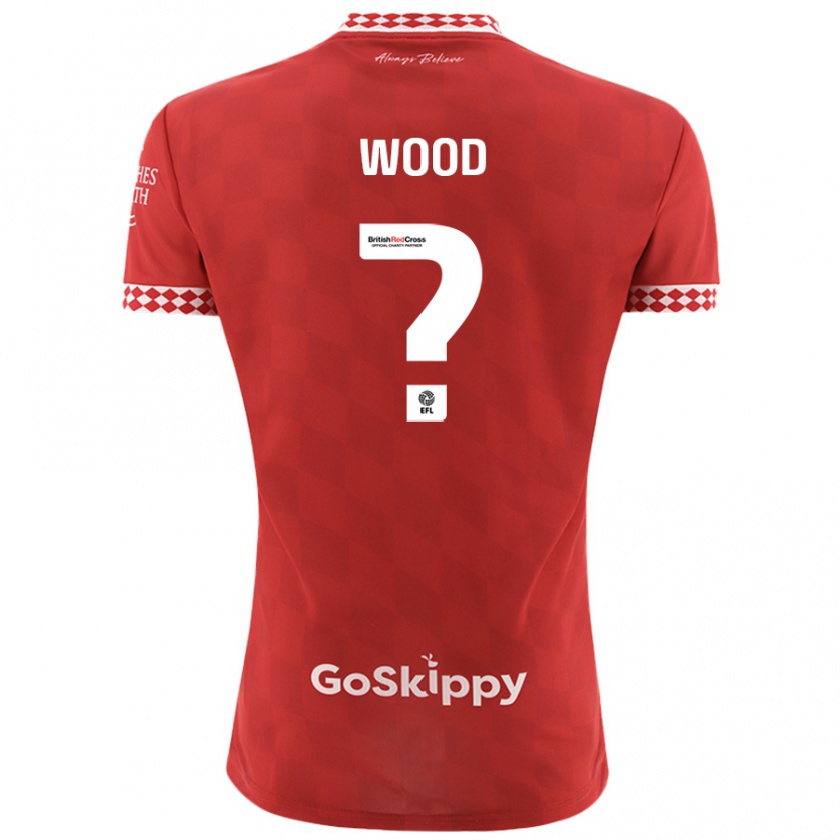 Kandiny Gyermek Callum Wood #0 Piros Hazai Jersey 2024/25 Mez Póló Ing