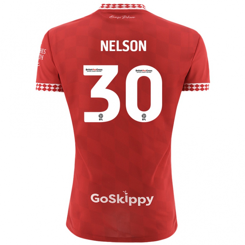 Kandiny Gyermek Raekwon Nelson #30 Piros Hazai Jersey 2024/25 Mez Póló Ing