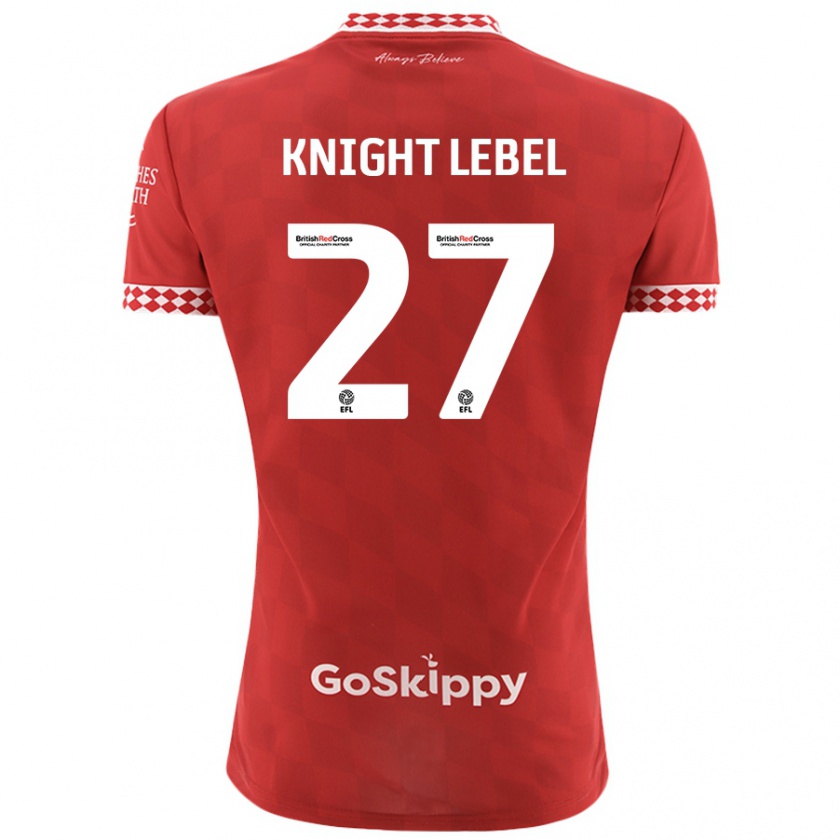 Kandiny Gyermek Jamie Knight-Lebel #27 Piros Hazai Jersey 2024/25 Mez Póló Ing