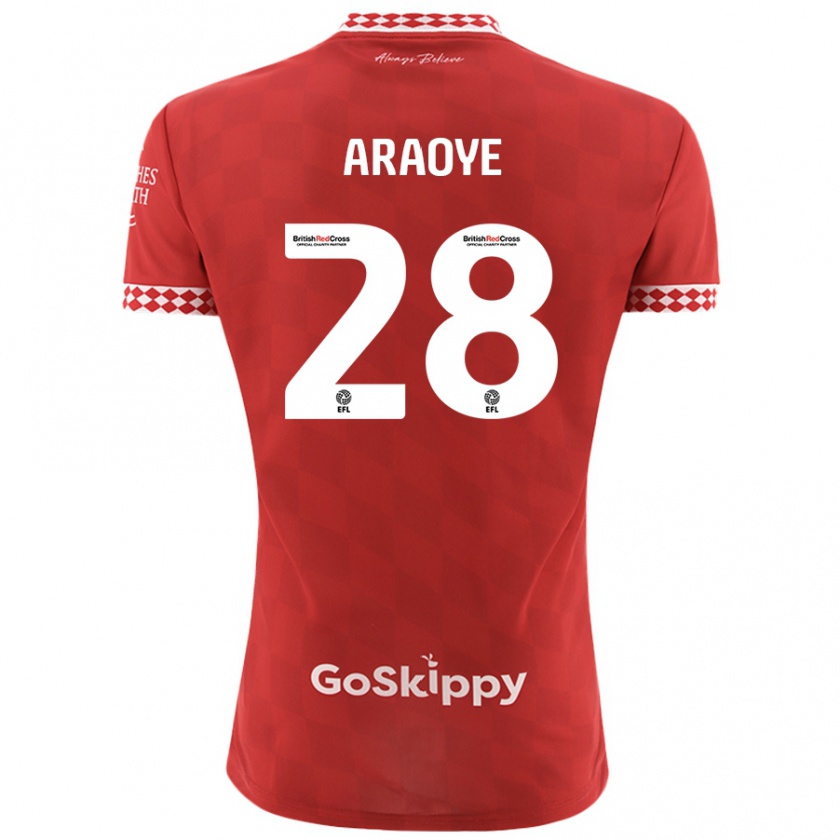 Kandiny Gyermek Raphael Araoye #28 Piros Hazai Jersey 2024/25 Mez Póló Ing