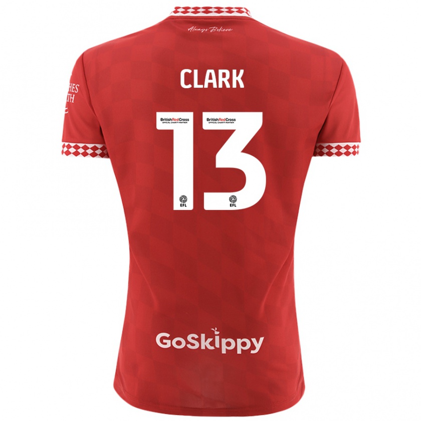 Kandiny Gyermek Olivia Clark #13 Piros Hazai Jersey 2024/25 Mez Póló Ing