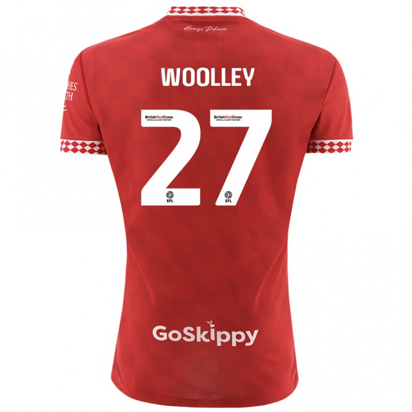 Kandiny Gyermek Jesse Woolley #27 Piros Hazai Jersey 2024/25 Mez Póló Ing