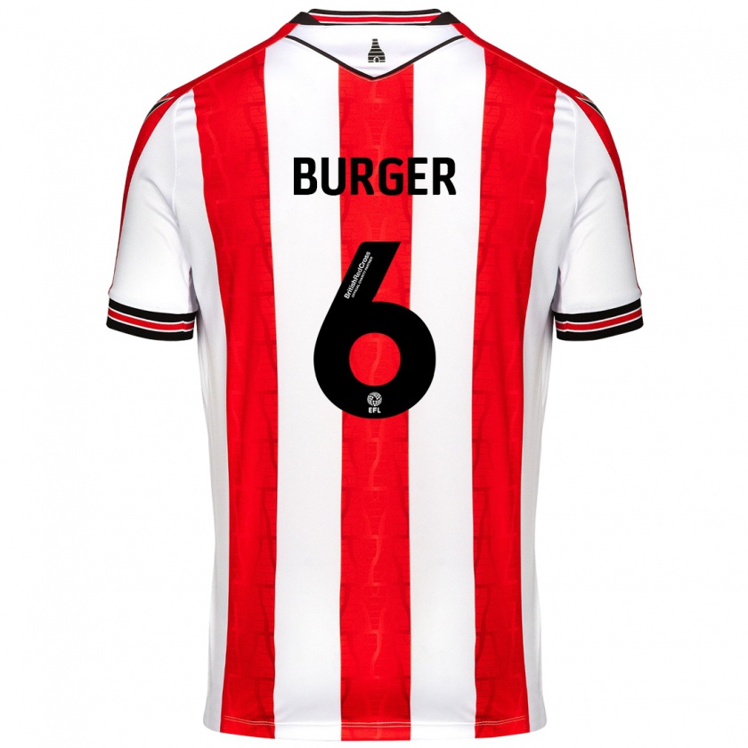 Kandiny Gyermek Wouter Burger #6 Piros Fehér Hazai Jersey 2024/25 Mez Póló Ing