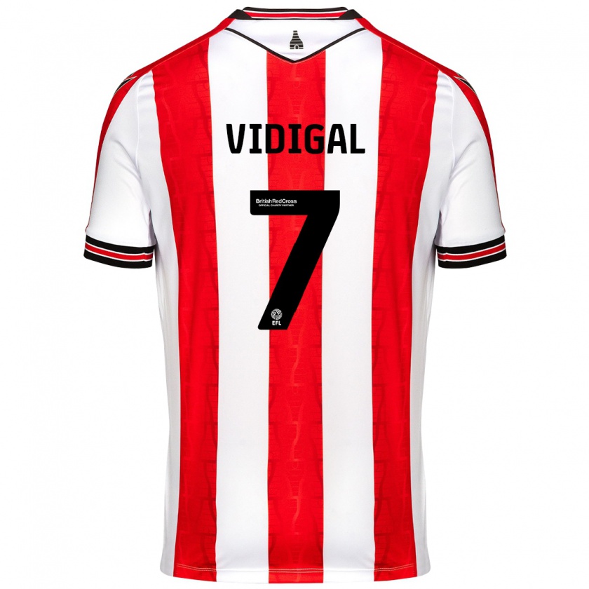 Kandiny Gyermek André Vidigal #7 Piros Fehér Hazai Jersey 2024/25 Mez Póló Ing