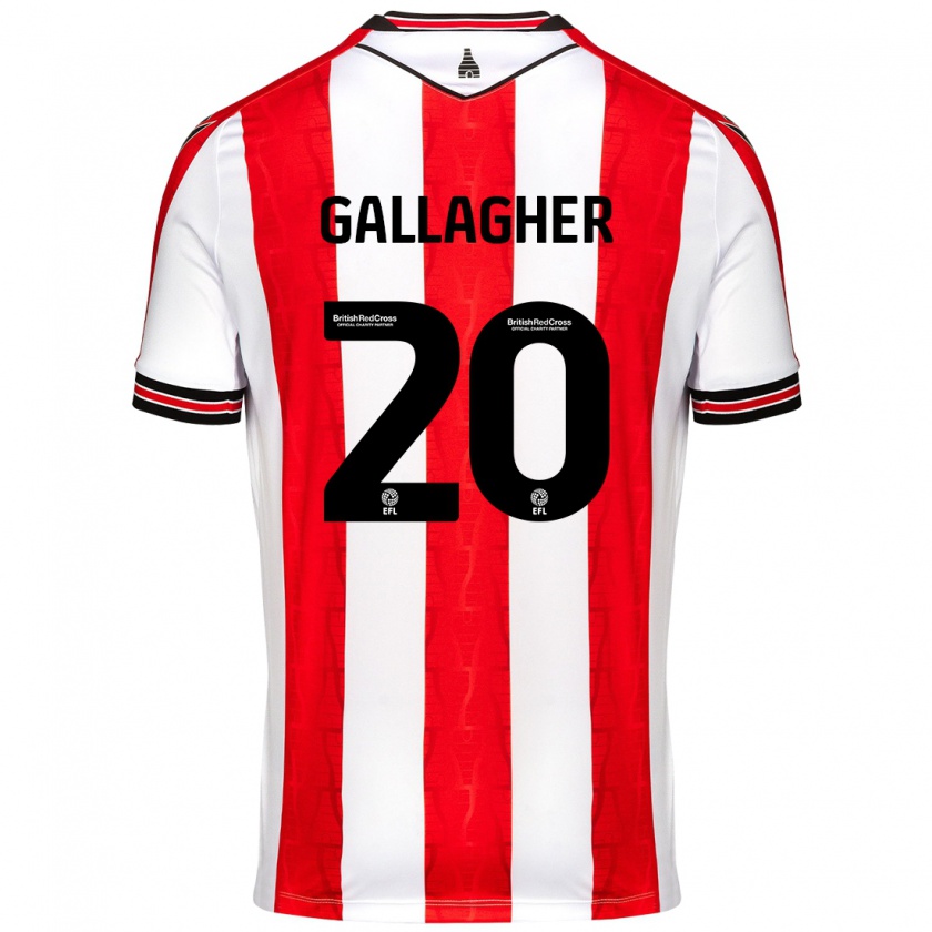 Kandiny Gyermek Sam Gallagher #20 Piros Fehér Hazai Jersey 2024/25 Mez Póló Ing