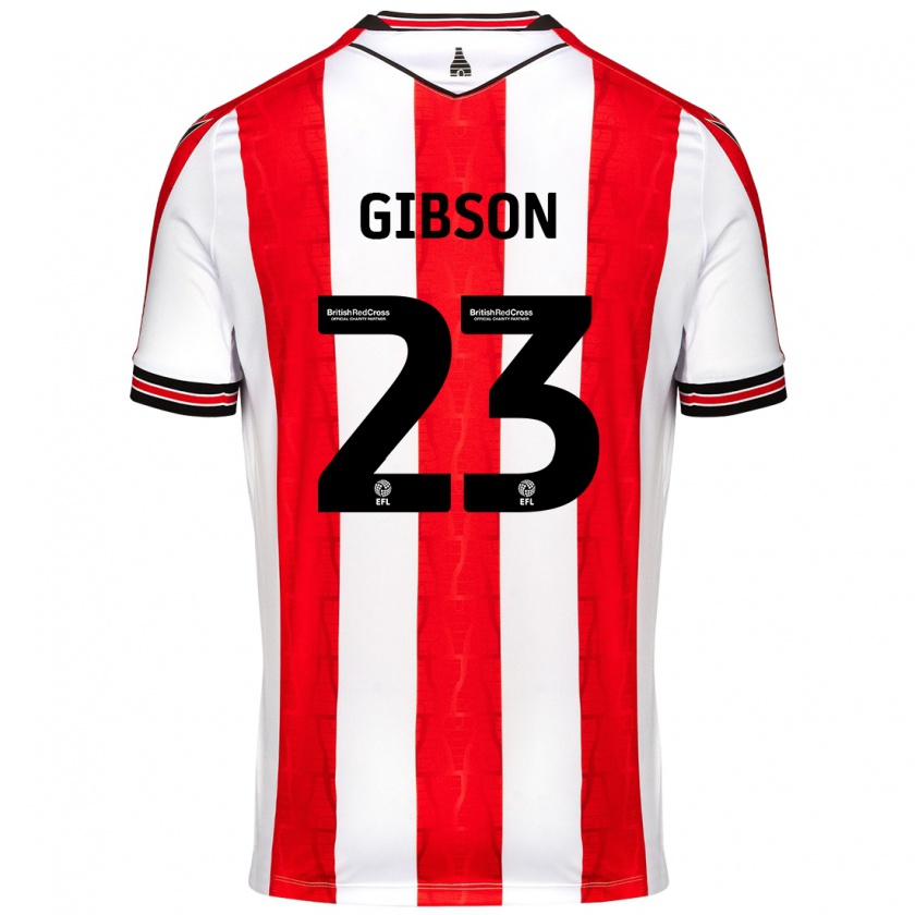 Kandiny Gyermek Ben Gibson #23 Piros Fehér Hazai Jersey 2024/25 Mez Póló Ing