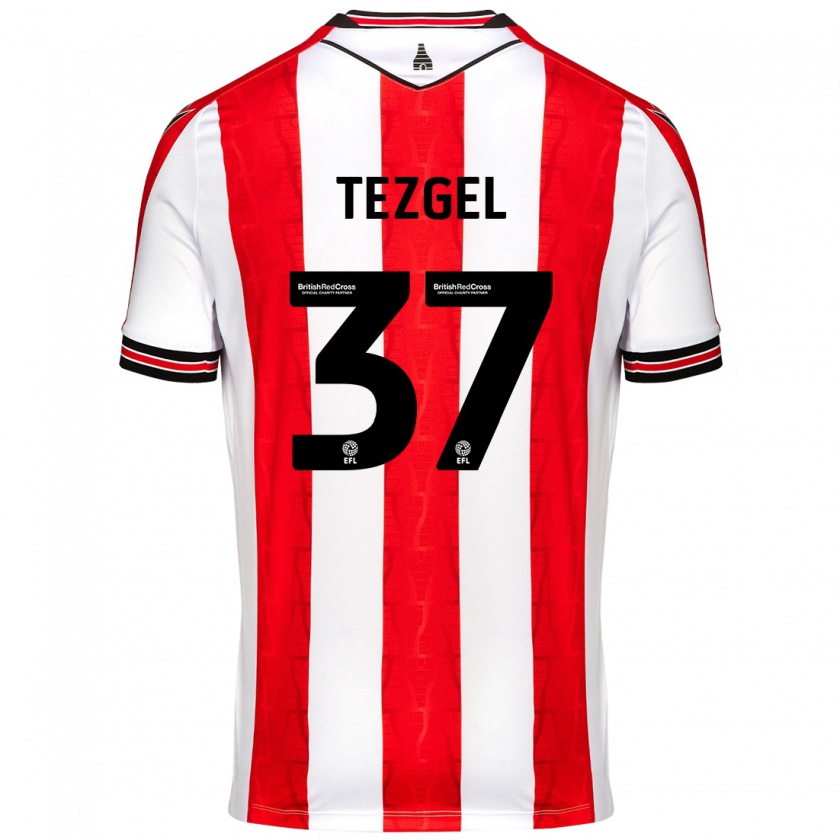 Kandiny Gyermek Emre Tezgel #37 Piros Fehér Hazai Jersey 2024/25 Mez Póló Ing