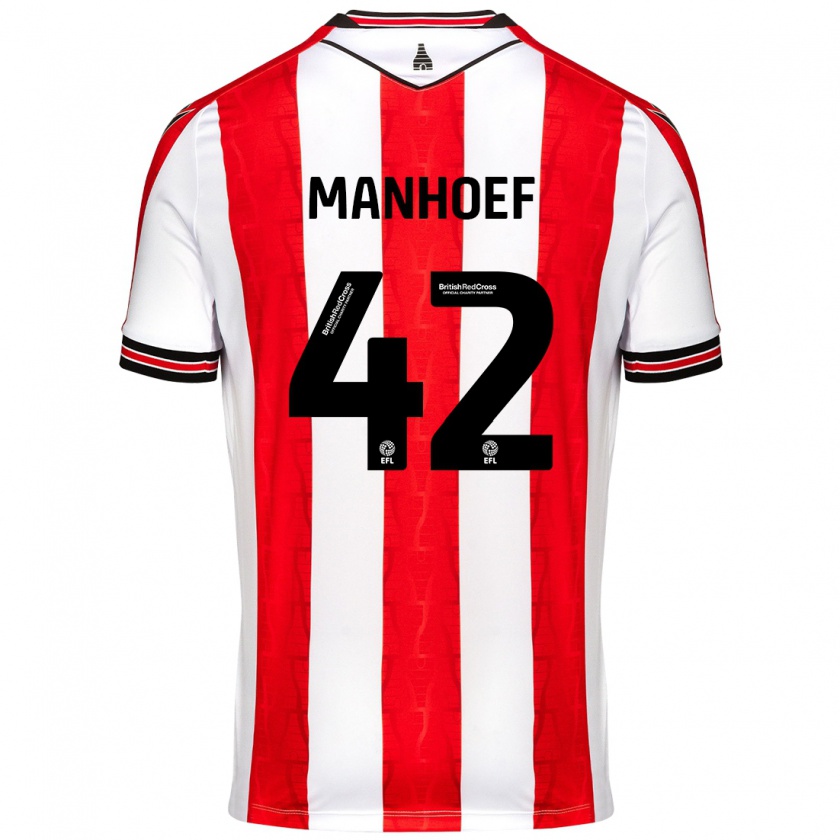 Kandiny Gyermek Million Manhoef #42 Piros Fehér Hazai Jersey 2024/25 Mez Póló Ing