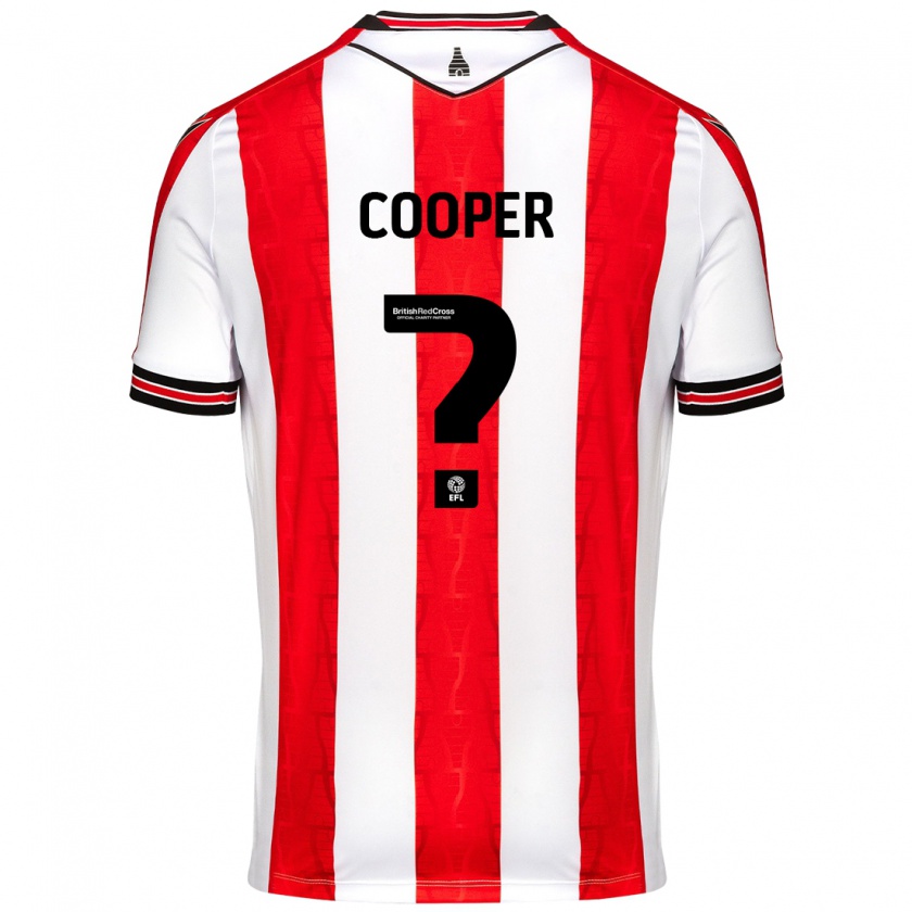 Kandiny Gyermek Noah Cooper #0 Piros Fehér Hazai Jersey 2024/25 Mez Póló Ing