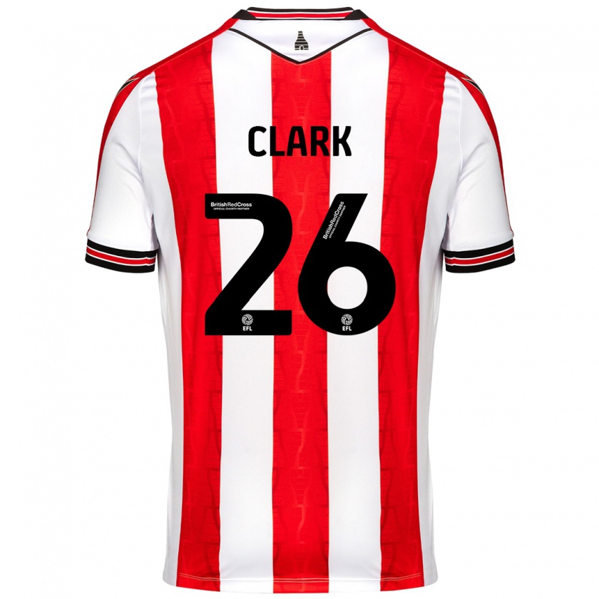 Kandiny Gyermek Ciaran Clark #26 Piros Fehér Hazai Jersey 2024/25 Mez Póló Ing