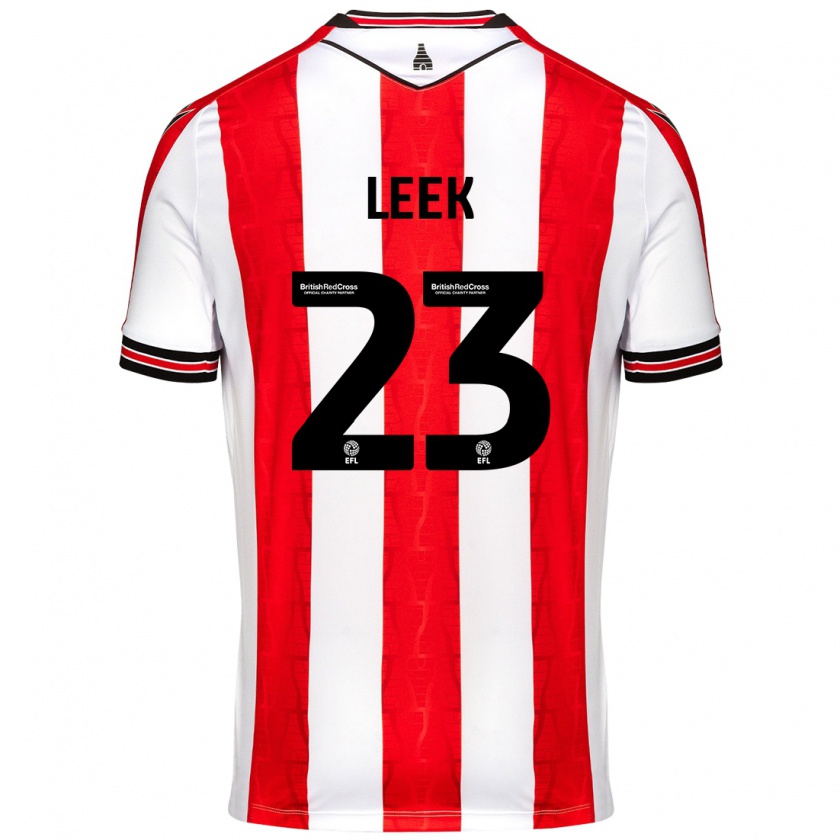 Kandiny Gyermek Ellie Leek #23 Piros Fehér Hazai Jersey 2024/25 Mez Póló Ing