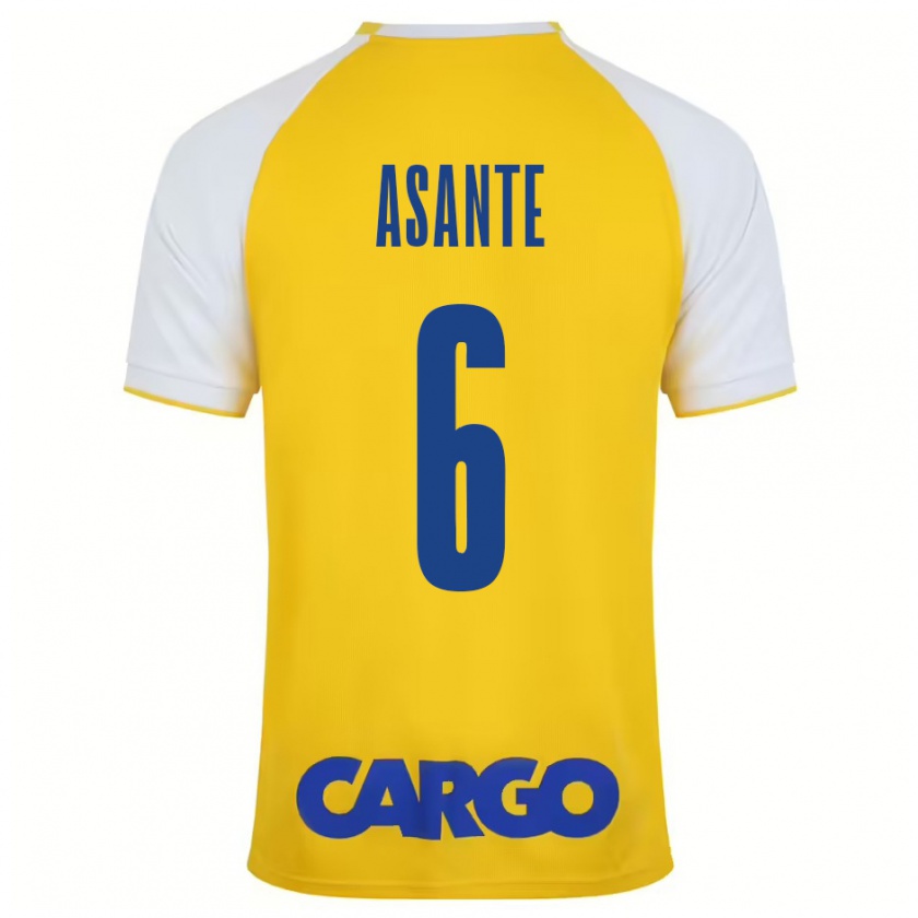 Kandiny Gyermek Tyrese Asante #6 Sárga Fehér Hazai Jersey 2024/25 Mez Póló Ing