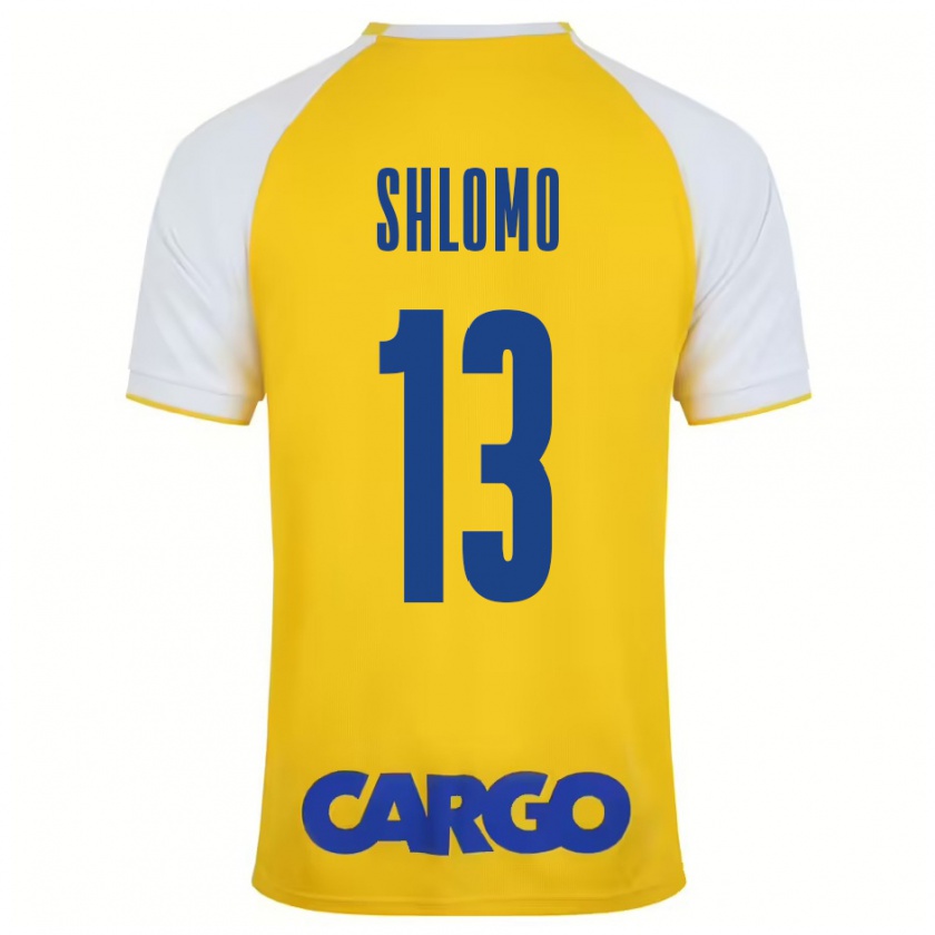 Kandiny Gyermek Raz Shlomo #13 Sárga Fehér Hazai Jersey 2024/25 Mez Póló Ing