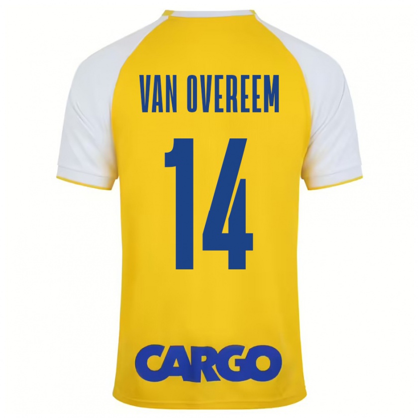 Kandiny Gyermek Joris Van Overeem #14 Sárga Fehér Hazai Jersey 2024/25 Mez Póló Ing