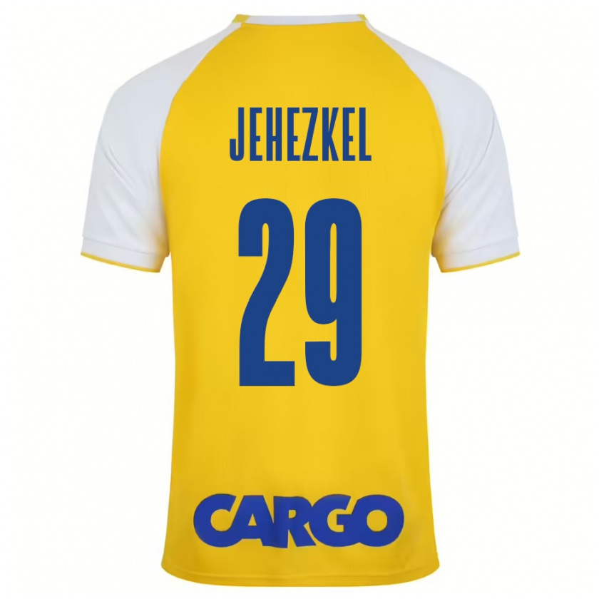 Kandiny Gyermek Sagiv Jehezkel #29 Sárga Fehér Hazai Jersey 2024/25 Mez Póló Ing