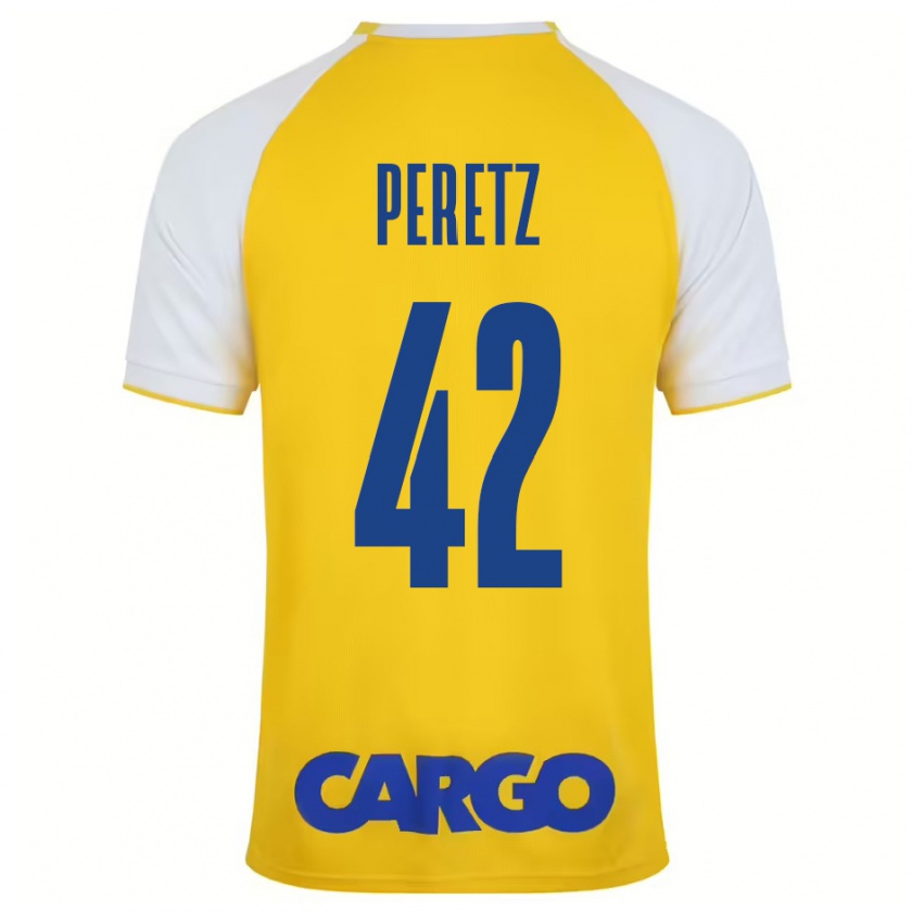 Kandiny Gyermek Dor Peretz #42 Sárga Fehér Hazai Jersey 2024/25 Mez Póló Ing