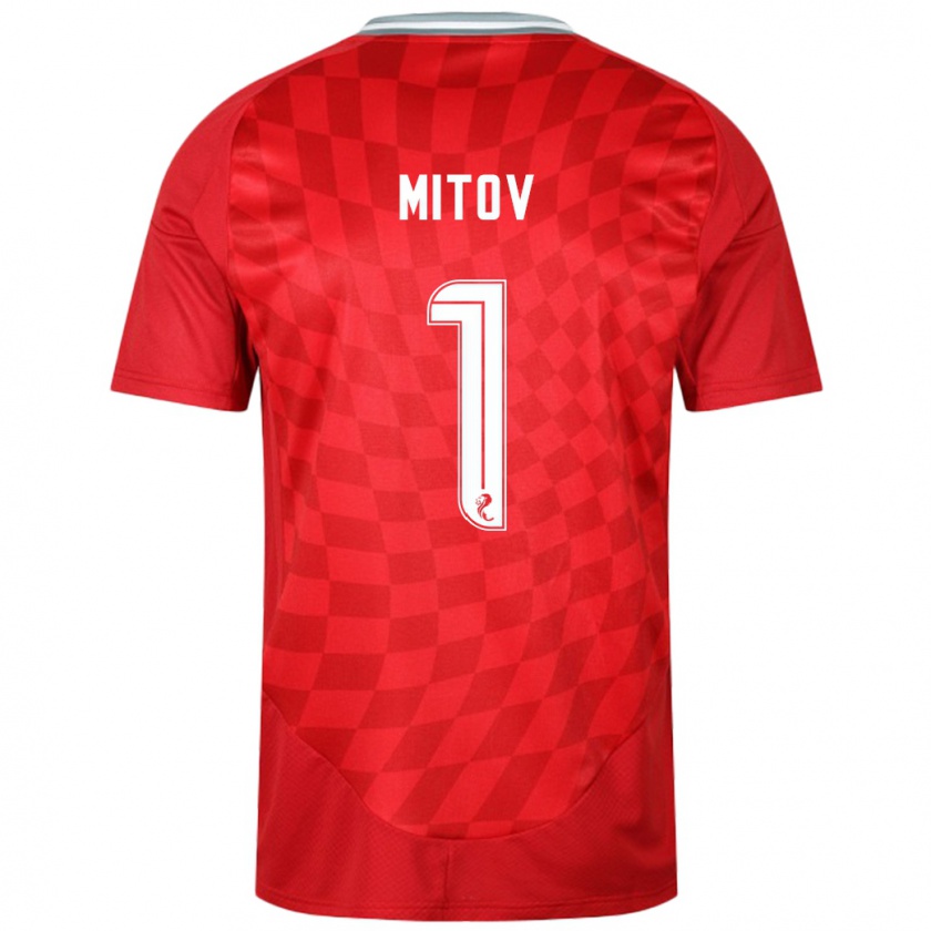 Kandiny Gyermek Dimitar Mitov #1 Piros Hazai Jersey 2024/25 Mez Póló Ing