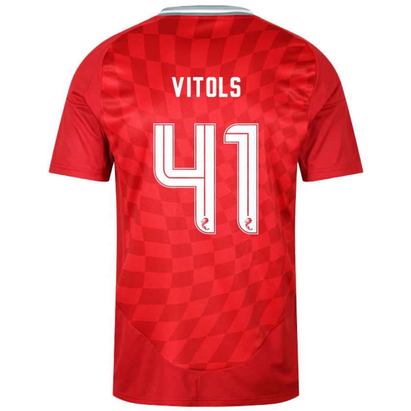 Kandiny Gyermek Rodrigo Vitols #41 Piros Hazai Jersey 2024/25 Mez Póló Ing