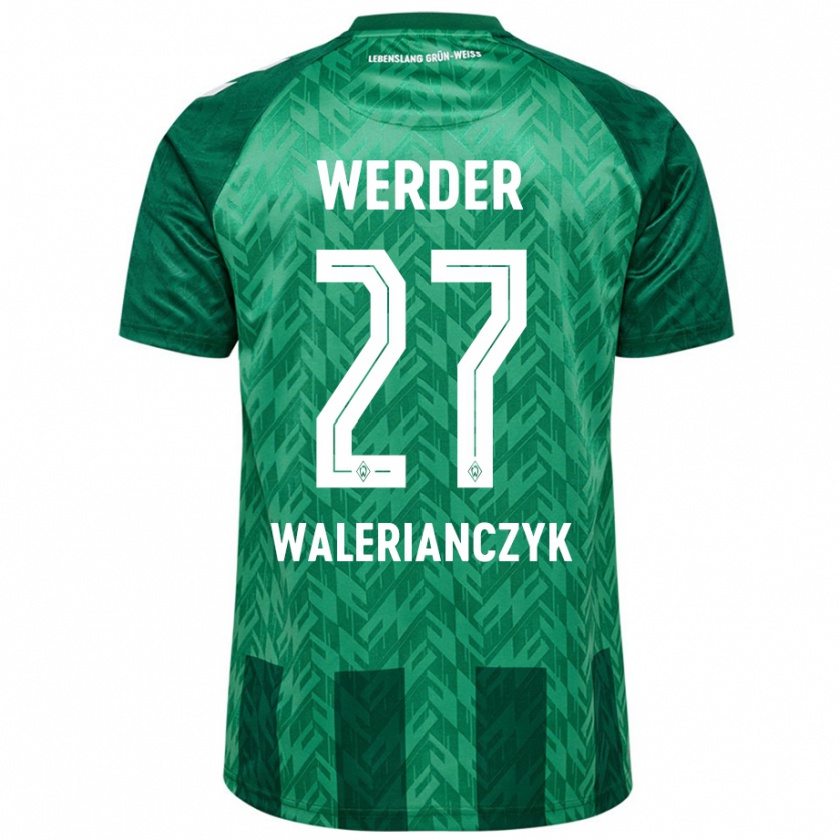 Kandiny Gyermek Dennis Walerianczyk #27 Zöld Hazai Jersey 2024/25 Mez Póló Ing