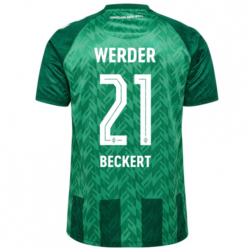 Kandiny Gyermek Jonathan Beckert #21 Zöld Hazai Jersey 2024/25 Mez Póló Ing