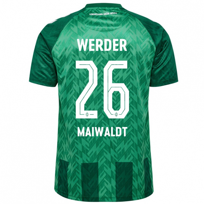 Kandiny Gyermek Julius Maiwaldt #26 Zöld Hazai Jersey 2024/25 Mez Póló Ing