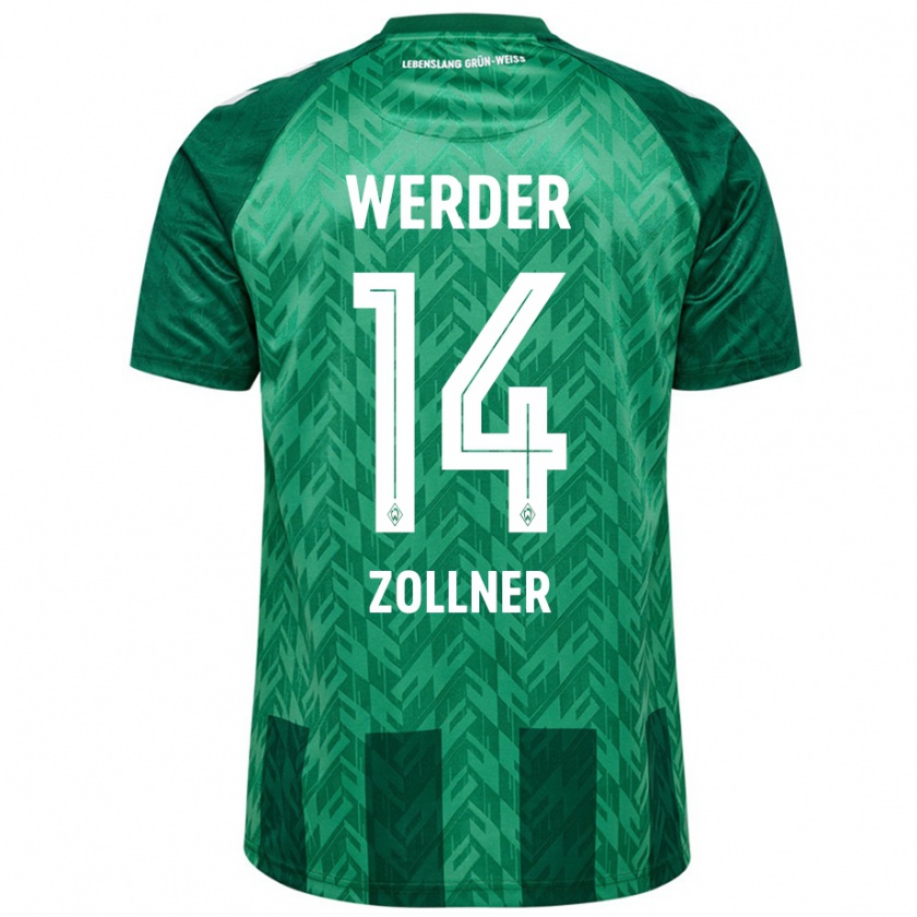 Kandiny Gyermek Adrian Zollner #14 Zöld Hazai Jersey 2024/25 Mez Póló Ing