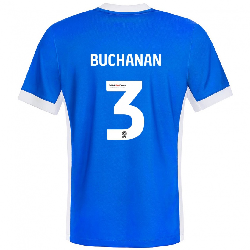 Kandiny Gyermek Lee Buchanan #3 Kék Fehér Hazai Jersey 2024/25 Mez Póló Ing