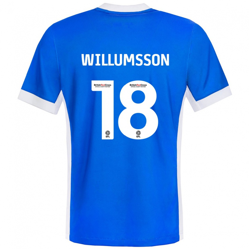 Kandiny Gyermek Willum Thór Willumsson #18 Kék Fehér Hazai Jersey 2024/25 Mez Póló Ing