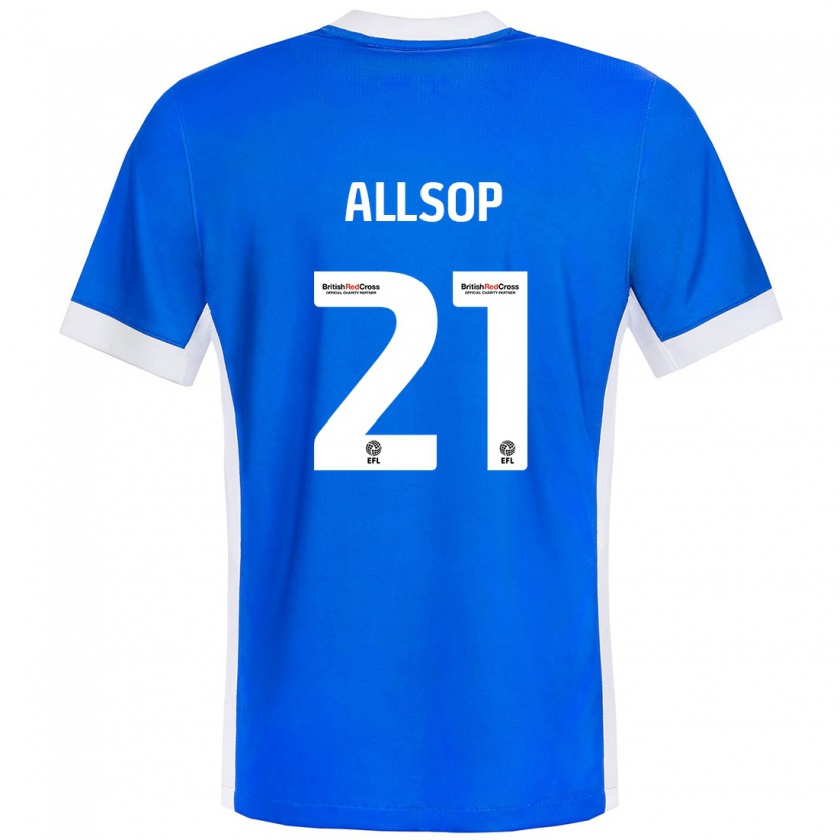 Kandiny Gyermek Ryan Allsop #21 Kék Fehér Hazai Jersey 2024/25 Mez Póló Ing