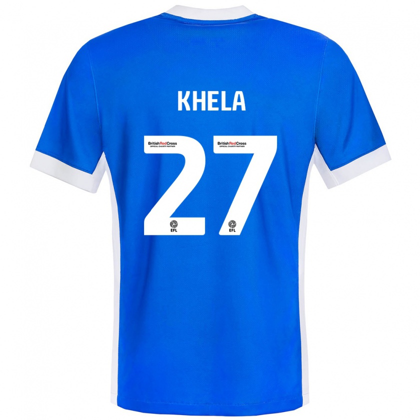 Kandiny Gyermek Brandon Khela #27 Kék Fehér Hazai Jersey 2024/25 Mez Póló Ing