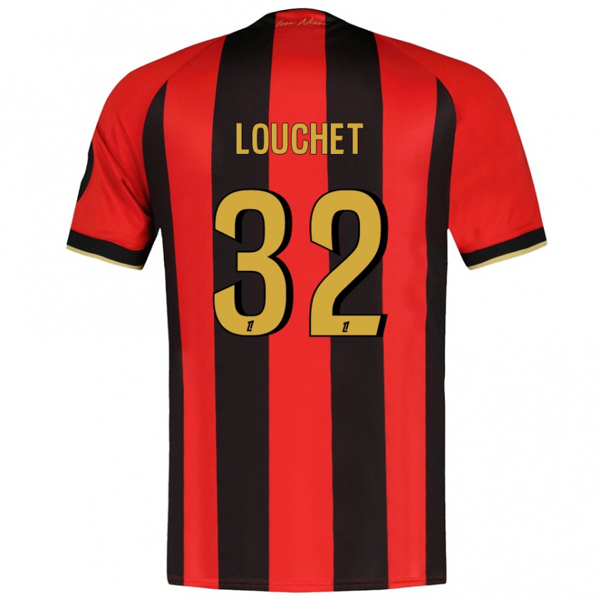 Kandiny Gyermek Tom Louchet #32 Piros Fekete Hazai Jersey 2024/25 Mez Póló Ing