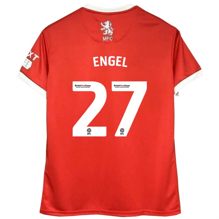 Kandiny Gyermek Lukas Engel #27 Piros Fehér Hazai Jersey 2024/25 Mez Póló Ing