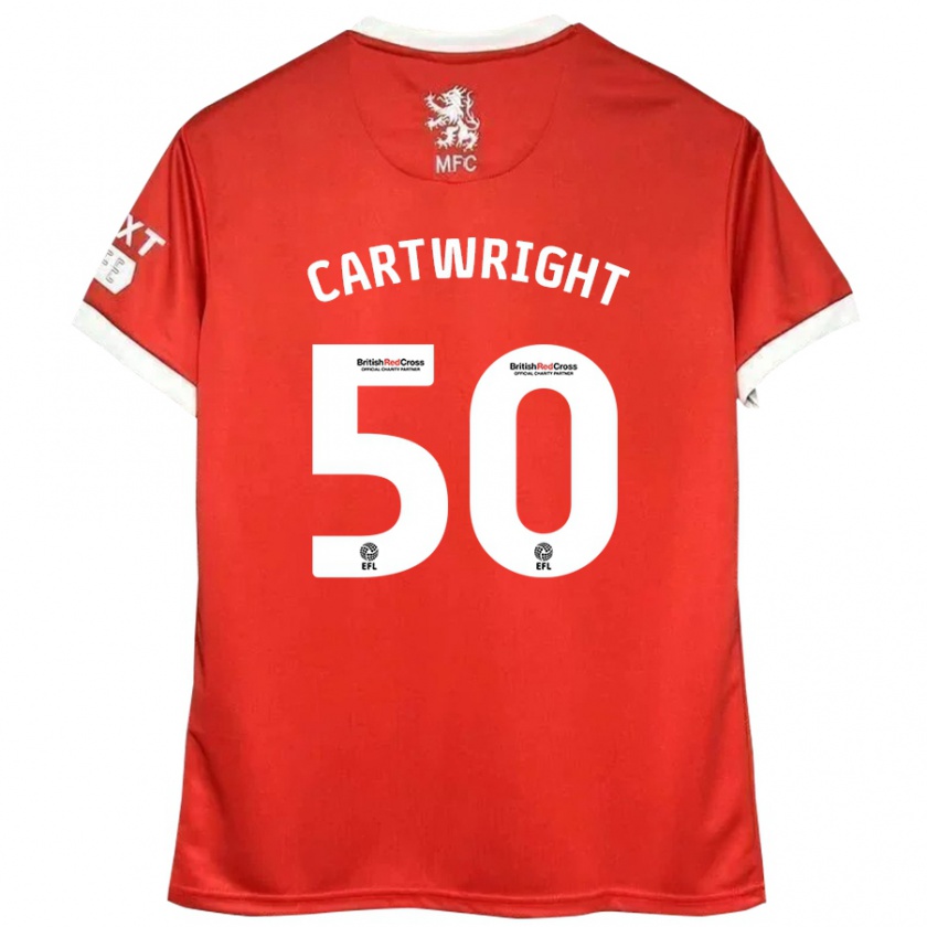 Kandiny Gyermek Fin Cartwright #50 Piros Fehér Hazai Jersey 2024/25 Mez Póló Ing