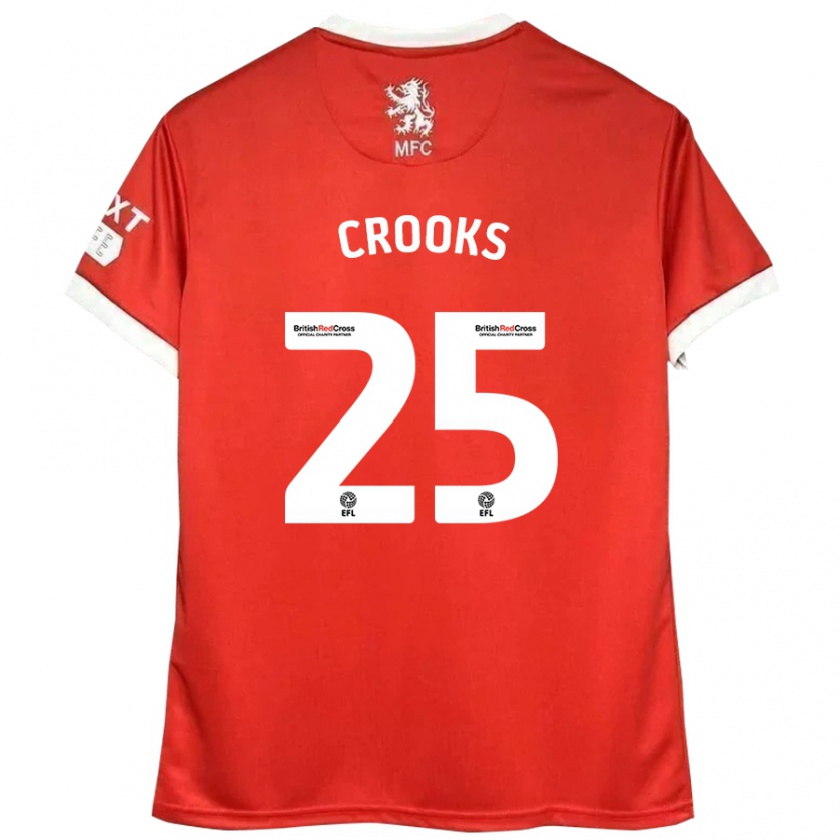 Kandiny Gyermek Matt Crooks #25 Piros Fehér Hazai Jersey 2024/25 Mez Póló Ing