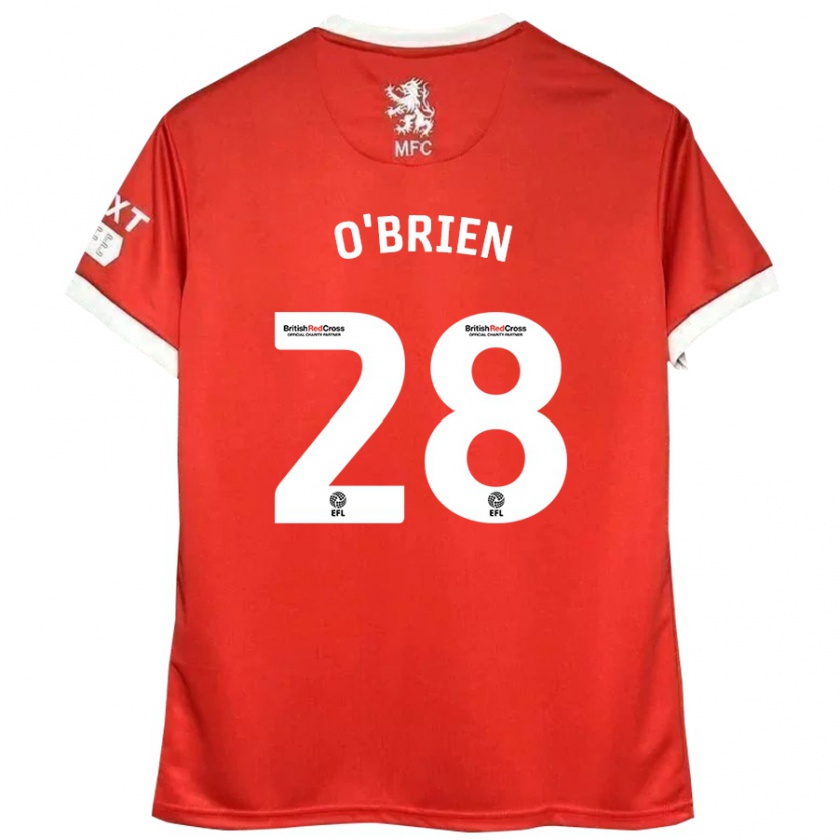 Kandiny Gyermek Lewis O'brien #28 Piros Fehér Hazai Jersey 2024/25 Mez Póló Ing