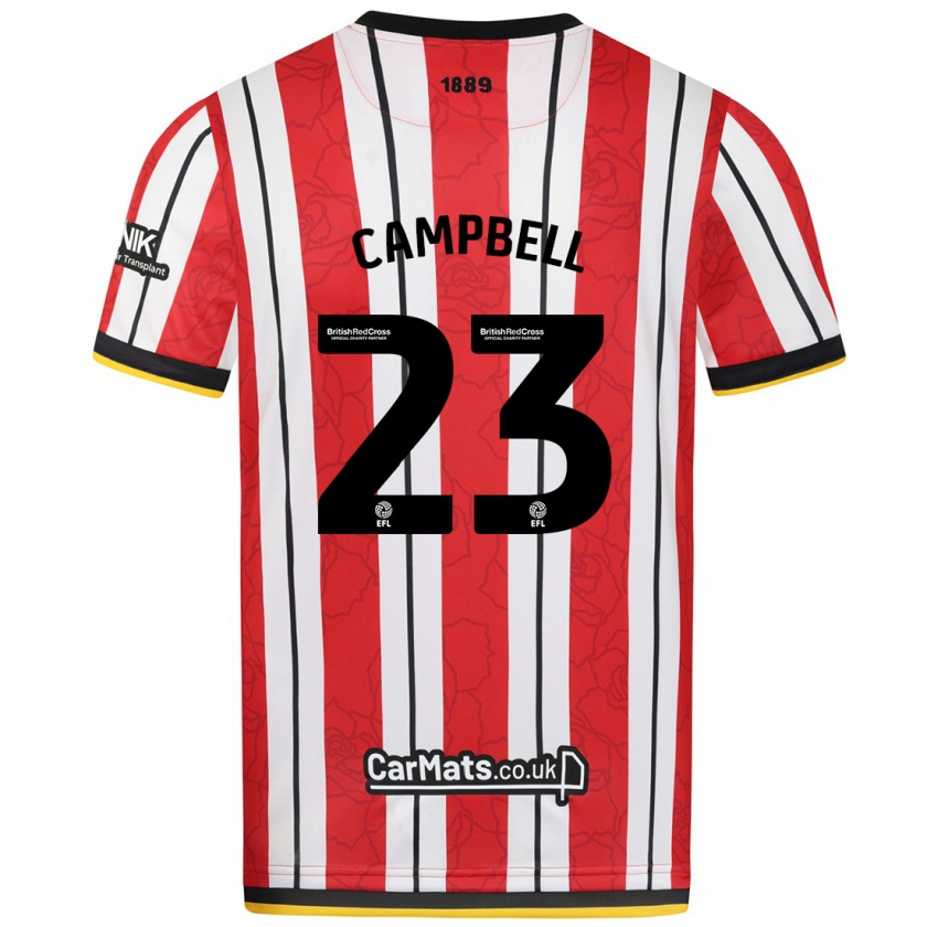 Kandiny Gyermek Tyrese Campbell #23 Piros Fehér Csíkok Hazai Jersey 2024/25 Mez Póló Ing