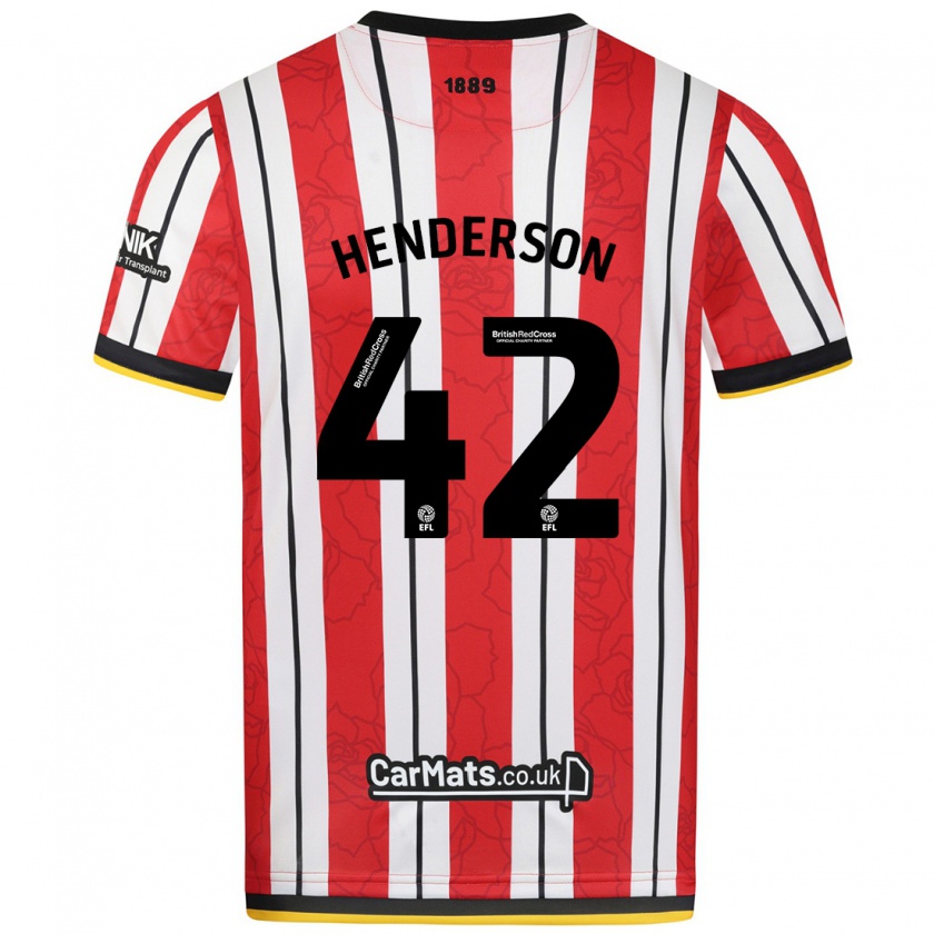 Kandiny Gyermek Peyton Henderson #42 Piros Fehér Csíkok Hazai Jersey 2024/25 Mez Póló Ing