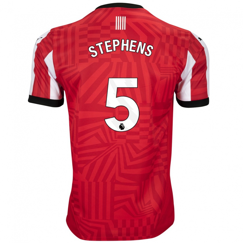 Kandiny Gyermek Jack Stephens #5 Piros Fehér Hazai Jersey 2024/25 Mez Póló Ing