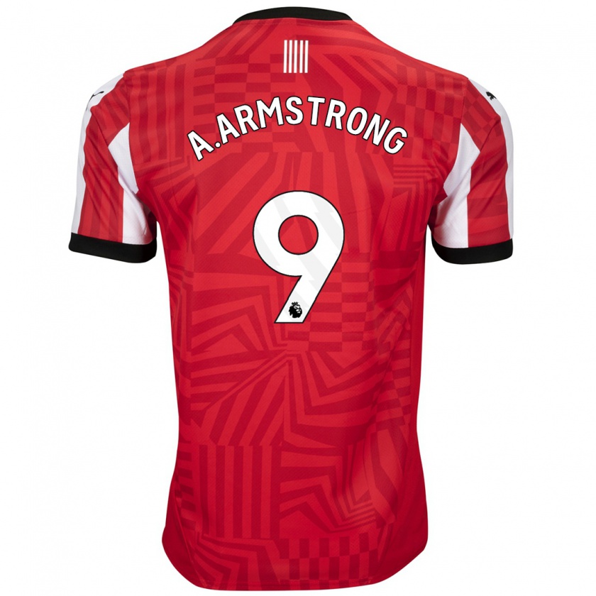 Kandiny Gyermek Adam Armstrong #9 Piros Fehér Hazai Jersey 2024/25 Mez Póló Ing