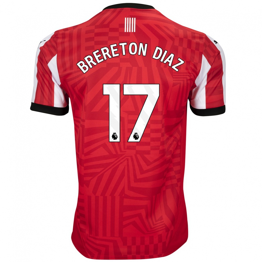 Kandiny Gyermek Ben Brereton Díaz #17 Piros Fehér Hazai Jersey 2024/25 Mez Póló Ing