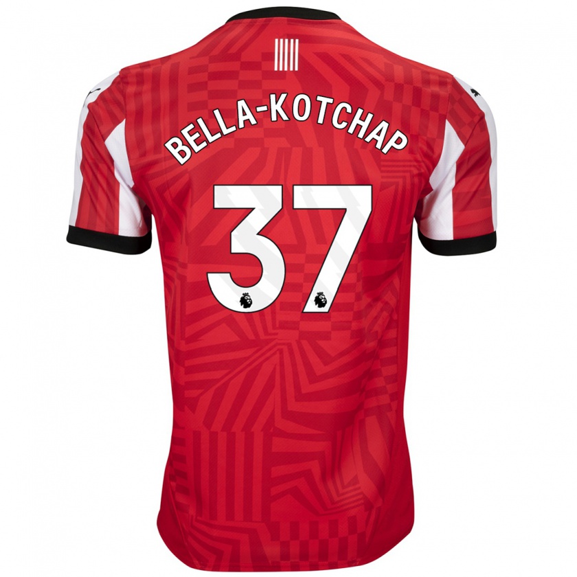 Kandiny Gyermek Armel Bella-Kotchap #37 Piros Fehér Hazai Jersey 2024/25 Mez Póló Ing