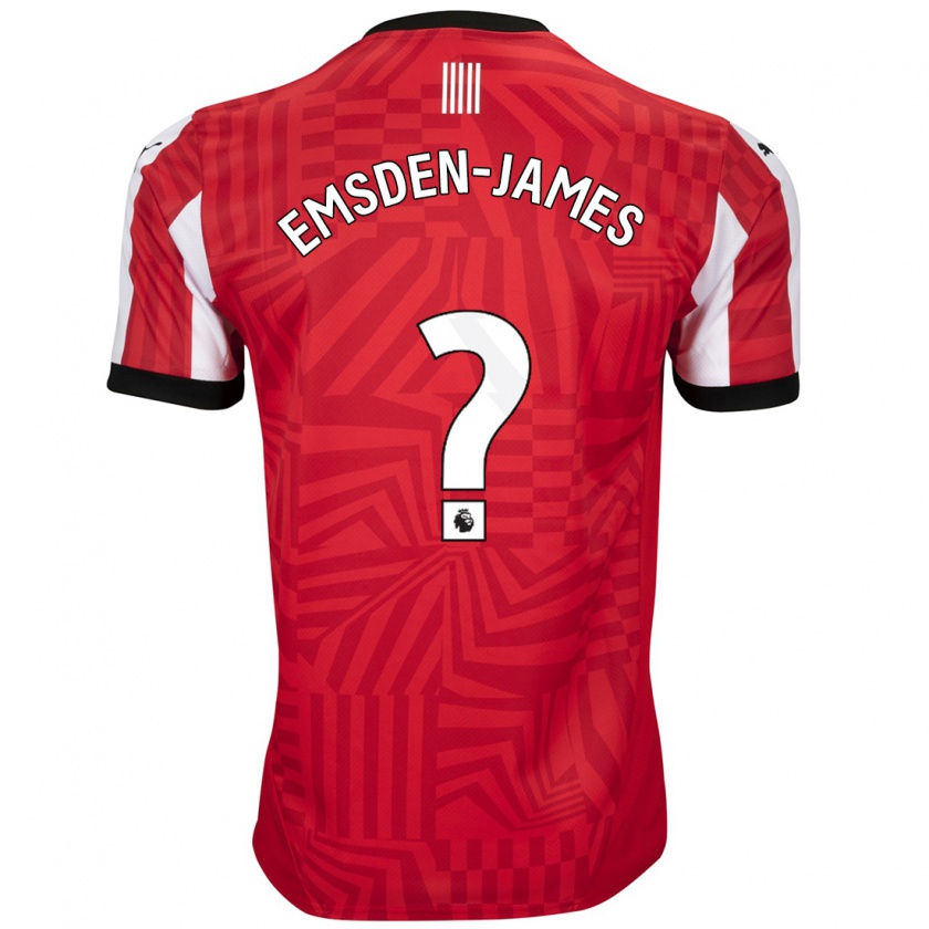 Kandiny Gyermek Harley Emsden-James #0 Piros Fehér Hazai Jersey 2024/25 Mez Póló Ing