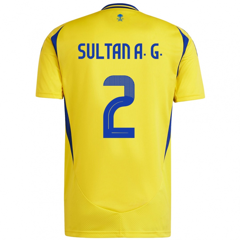 Kandiny Gyermek Sultan Al-Ghannam #2 Sárga Kék Hazai Jersey 2024/25 Mez Póló Ing